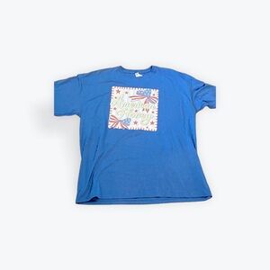 Blue Graphic Tee with 'American Honey' Print